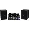 LTC - KARAOKE-STAR2MKII - Kit per karaoke con amplificatore, 2 microfoni a filo e 2 altoparlanti da 50W - Bluetooth, USB e SD - Nero