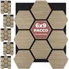 tectake® Set da 6 Pannelli Fonoassorbenti legno, 76 x 62 cm, Pannelli Decorativi per Pareti, Effetto Legno, MDF e Feltro, Assorbimento Acustico, Design Esagonale, Montaggio Facile - Rovere Scuro