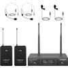 Phenyx Pro Sistema microfono wireless UHF doppio PTU-71-2B | scansione automatica con 2x100 frequenze, 2 bodypack e archetto/da bavero, microfono per cantare, chiesa, DJ
