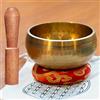 Generic Set di 3 campane tibetane per meditazione da 8 cm, in rame, realizzate a mano, per yoga, consapevolezza, chakra, kit di guarigione del suono, con cuscino a martello, strumento di rilassamento