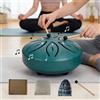 Generic Tamburo per lingua in acciaio da 7,6 cm - Mini tamburo chakra a 6 note con borsa, mazze e spartiti - percussione portatile per meditazione, yoga, giardino all'aperto