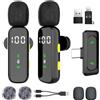 kinmaizi Microfono a cravatta senza fili con schermo LED, mini micro-cravatta, microfono senza fili per iPhone, Android, iPad, per la registrazione video, lo streaming, le interviste, i vlog, Tiktok, Youtube