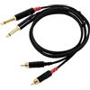 Cordial CFU 0.9 PC cavo di interfaccia e adattatore 2x Cinch 2x Plug 6.3mm Nero