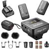 GODOX Magic XT1 - Microfono da cravatta wireless per fotocamera (2 TX + 1 custodia per ricarica RX), mini microfono con cancellazione del rumore, batteria 16H, touch screen 200 m