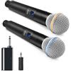 HUACAM Microfono senza fili in metallo con ricevitore ricaricabile, adatto per karaoke, canto, feste, matrimoni, dj, discorsi, 61 m