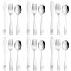 AUAUY 18 Pz Set di Posate in Acciaio Inox, Grazioso Set di Posate, Argento | 6 Coltello da Tavola, 6 Cucchiaio, 6 Forchetta, Superficie Liscia, Pasti Giornalieri / Intrattenere gli Ospiti