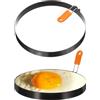QUARKZMAN 2 Pezzi Anelli Per Uova 7.8 In Acciaio Inossidabile Antiaderente | Con Manico In Silicone, Per Piastra Per Friggere Uova Sandwich Omelette Colazione