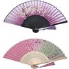 Kibon Ventilatori Pieghevoli, Ventilatori Portatili, Ventilatori a Mano, Ventilatori in Bambù con Nappa per Regali di Compleanno, Cosplay, Matrimonio, Festa, Decorazione (viola + rosa)