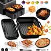 Dictien Accessori Set Friggitrice ad Aria per Philips 3000-5000 Doppio Cestello 9L | 17 Pezzi, Pieghevole Teglia Silicone Air Fryer, Griglia, Stampo Muffin, Teglia per Pizza, per Philips NA350/ NA550 9L (3L/6L)