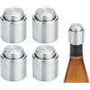 Kellegour 4 Pezzi Tappi Bottiglie Vino in Acciaio Inox,Tappo per Champagne Sottovuoto in Acciaio Inox,Tappo per Spumante,Beer Saver Sealer 3,5 cm,Per Vino Rosso,Champagne,Prosecco(Argento)
