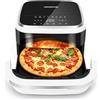 AIGOSTAR Friggitrice ad Aria 2200W: Extra-Crispy Silenzioso per Pizze 27cm | Doppia Resistenza, Area 745cm², 4.2L, 11 Programmi, LED Touchscreen, Air fryer Compatto, Finestrino Illuminata Visivo, Bianco