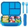 Amathley Porta Pranzo Bambini,Bento Box,Lunch Box,1200ML-4 Scomparti Porta Pranzo Ermetico con Posate Pcatola Per Salse,Sicuro Per Microonde,Lavastoviglie e Congelatore,Privo Di BPA