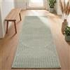 Carpetsale24 Tappeto Runner 80x250 cm Verde, Pelo Corto con Effetto 3D Alto-Basso, Motivo Boho Scandinavo, per Soggiorno, Camera o Esterni