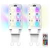 AGOTD Lampadine LED G9 RGBW, AC 230 V, dimmerabili con telecomando, 4 modalità, 13 colori, luminosità regolabile 1%-100%, telecomando G9, confezione da 2