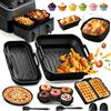 Dictien Accessori Set Friggitrice ad Aria per Philips 3000-5000 Doppio Cestello 9L | 17 Pezzi, Pieghevole Teglia Silicone Air Fryer, Stampo Muffin, Waffle, Teglia per Pizza, per Philips NA350/ NA550 9L (3L/6L)