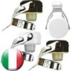 Euposia - Made in Italy - Set 4 Pezzi - Stopper Universale Vino & Champagne con BLOCKWAF System fino a 6 Atm. - In Acciaio Cromato - Modello 1920 COLOR con Aletta INOX - (B & W)
