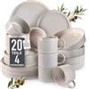 Moritz & Moritz CASTELLO - Set di Piatti da 20 Pezzi per 4 Persone - Beige, in Gres - Include Piatti da Cena, Dessert, Fondi e Tazze