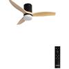 CREATE / WINDCALM S/Ventilatore da soffitto ABS con luce nero pale effetto legno chiaro con telecomando / 40W, Silenzioso, Ø112 cm, 6 velocità, 3 temperature di luce, temporizzatore, estate-inverno
