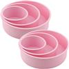 ZEONHEI Set di 6 stampi in silicone rosa per torte, 10,2 cm, 15,2 cm, 20,3 cm, antiaderente, stampi rotondi per torte, brownie, pane