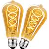 KANQIAO Lampadine E27 Vintage 4W Dimmerabile Edison Retro ST64 - Ambra, 2 pezzi | Lampadine LED E27 luce calda 2700K filamento LED Retro Decorativo per la nostalgia e l'illuminazione retrò in casa Café Bar