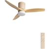 CREATE / WINDCALM S/Ventilatore da soffitto ABS con luce sabbia effetto pale legno chiaro e telecomando / 40W, Silenzioso, Ø112 cm, 6 velocità, 3 temperature di luce, temporizzatore, estate-inverno