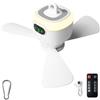 PORFOYO Ventilatore da campeggio con luce, ventilatore da campeggio con telecomando, ricaricabile, 8000 mAh, ventilatore da soffitto portatile, pala del ventilatore rimovibile, ventilatore da tenda USB con
