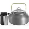 SUNOYA Bollitore da campeggio, bollitore da 0,8 l, con 4 bicchieri in acciaio inox, caffettiera da campeggio, per picnic, escursionismo