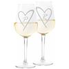 Colorfamily Coppia Calici Personalizzati SanValentino Set da 2 calici Vino Iniziali Love Matrimonio Fidanzamento Amore Auguri 500 ml