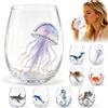 Generic Bicchieri artigianali a forma di polpo blu con anelli blu, calici da vino senza stelo, realizzati a mano, con animali marini, tartaruga marina, decorazione per la casa e il bar, regalo per gli amanti