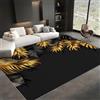 WHUOEUCO Tappeto Salotto Foglie Di Palma Nere E Oro 140x200cm Morbido Tappeto Scendiletto Camera da Letto Tappeti Lavabili per Soggiorno Cameretta Bambino Ufficio