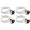 Generico Spia Neon 220V da Pannello Rossa, IP65, Ghiera Cromata, Set da 4pz | Segnalatore Luminoso Stagno, Corpo in Makrolon, Cavetti da 25cm, Per Quadri Elettrici, Forni e Boiler