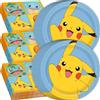 Unique Confezione da 32 piatti e tovaglioli Pokemon, decorazioni per feste di compleanno, 32 piatti e 32 tovaglioli, forniture per feste, licenza ufficiale