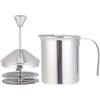 Angoily Montalatte Manuale in Acciaio Inox 400 Ml, Argento | Doppio Filtro a Rete, Coperchio Stantuffo, per Uso Domestico e Bar, Montalatte a Induzione