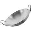 Generico Wok Pentola in Acciaio Inossidabile, Bordo Liscio, Doppio Manico | Verdure e Carne, Uso in Cucina Domestica, Fondo Piatto, Finitura Argento, senza Bave
