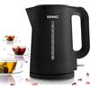 Duronic EK17 BK Bollitore Elettrico 1,7L 2200W Spegnimento Automatico Nero | Bollitore rapido con base 360°, filtro anticalcare e design compatto ideale per tè, tisane e caffè