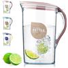 Berglander Brocca d'acqua porta frigorifero con coperchio 2.1L con 4 tazze perfette per preparare tè, succo e bevande fredde, caraffa in fibra di vetro trasparente BPA free