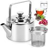 Houkiper Teiera da 1,5 l, in acciaio inox, bollitore a induzione, con colino, bollitore per tè, campeggio, elegante bollitore a flauto per fornelli elettrici e fornelli a gas, per caffè con filtro, pressa