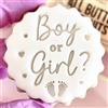 Bake Box Boutique Baby Shower - Timbro in rilievo per biscotti e biscotti, adatto per biscotti di M & S, ragazzo o ragazza, piedi di bambino, annuncio di nascita, rivelazione di genere, decorazione per feste, segni e