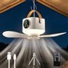 CHENBOOW Ventilatore da Soffitto con Luce,Ventilatore da Soffitto con Telecomando | Ventilatore da Campeggio Portatile,Ventilatore da Tenda,3 Velocità,USB,Timer,per Gazebo,Camera da Letto,Camper