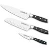 3 Claveles 28007 Set di coltelli da Cucina: Verdure 9 cm + Santoku 18 cm + Cuoco 20 cm, Linea Toledo, Acciaio Inossidabile, Argento
