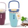OXXIE Tazza termica per caffè piccolo da 500 ml, tazza da caffè in acciaio inox con manico, bicchiere termico con coperchio ermetico 2 in 1, isolamento a doppia parete, riutilizzabile e antigoccia