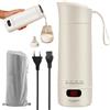 PORFOYO Bollitore elettrico da 400 ml, bollitore da viaggio con regolatore di temperatura, mini bollitore elettrico da viaggio, 300 W, in acciaio inox, ideale per tè, caffè e latte per bambini