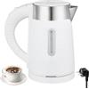PORFOYO Bollitore elettrico da viaggio, 800 ml, in acciaio inox, 600 W, piccolo bollitore elettrico, 5 minuti di cottura, mini bollitore da campeggio per tè, caffè, latte per bambini, bianco