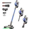 Dzaki Aspirapolvere Senza Fili 50KPa/55Min, Scopa Elettrica con Luce LED Verde, Spazzola Antigroviglio, Display LED, Autoportante, HEPA 5 Stadi, 2,7kg per Pavimenti/Tappeti/Peli Animali
