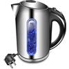 EXTRASTAR Bollitore Acqua Elettrico, Bollitore da 1,7L in inox con indicatore luminoso a LED blu,2200W, bollitore elettrico senza BPA con spegnimento automatico e protezione da bollitura a secco.