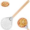 Aurobest 7 Pollici Pala Pizza Forata con Manico Antiscivolo, Palino per Pizza in Alluminio Anodizzato Duro, Spatola Pizza Tonda Professionale, Paletta Girare Resistente per Casa Pane Fatta