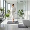 Fit Even Tappetino da bagno in memory foam, ad asciugatura rapida, antiscivolo, per bagno, doccia e pavimento con toiler, ad asciugatura rapida, assorbente e lavabile (grigio, 50 x 80 cm + 50 x 40 cm)