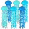 lakigoes Lanterne di carta a forma di meduse, decorazione oceano, 6 pezzi, per feste | 25 cm, blu, carta, decorazione da appendere, riutilizzabile