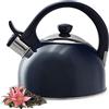 KADAX Bollitore in acciaio inox, bollitore da 1,7 l, disponibile in diversi colori, bollitore per tutti i piani cottura, bollitore in acciaio inox, bollitore a flauto retrò (blu navy)