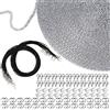 EuTengHao - Collana con catena da 100 anelli e 30 chiusure a moschettone, 5 cordini cerati, 1,5 mm, in acciaio inox, placcato argento, per gioielli, bracciali, riparazione